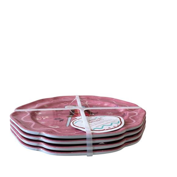 Sugarplum Dreams Christmas Nutcracker 8.5” PINK Melamine Plate Set of 4 NEW - Picture 5 of 14